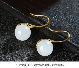 xiyuan/惜缘珠宝 翡翠玉石耳饰 女士18k金镶
