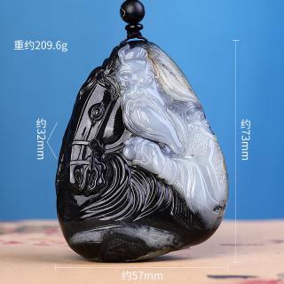 九福润孤品大师工艺和田玉青花籽料骑马关公手玩件武财神把玩件玉石把